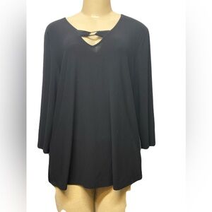 Alfani Black Cut Out 3/4 Sleeve Tunic